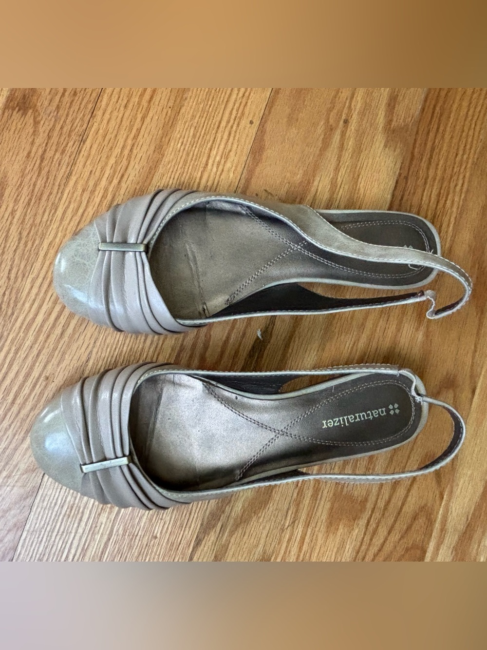 Naturalizer Taupe Pleated Slingback Flats